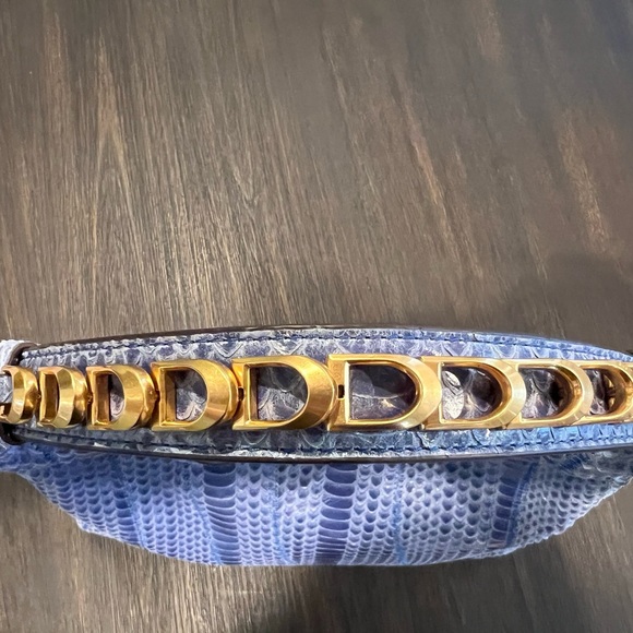 Donna Karen Bellmore Snake Leather Shoulder Bag with Bezel Strap - Picture 6 of 9